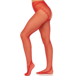 Leg Avenue - Bas Résille Sans Crochles Rouge